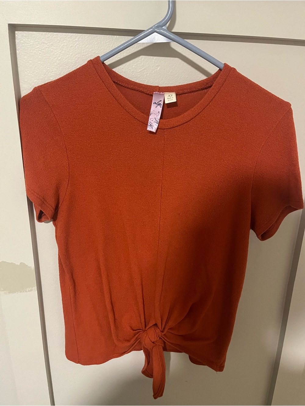 Francesca's Collections Rust Tie-Front Crop Top